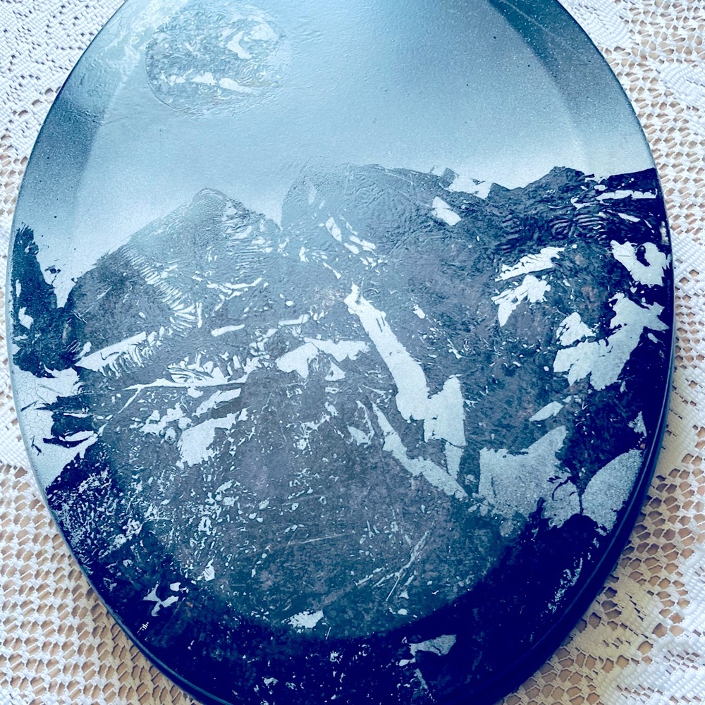 We just finished this painted Toilet seat at our store so unique &eye catching